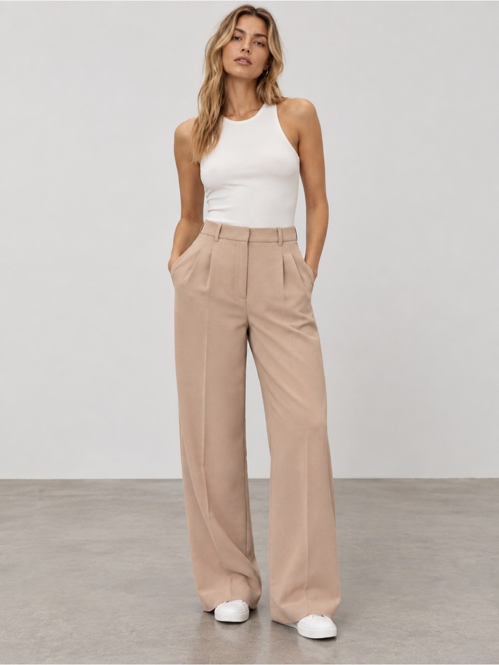 💎 Aritzia Wilfred Effortless Pant High Rise Wide Leg Camel Size 6 NWT